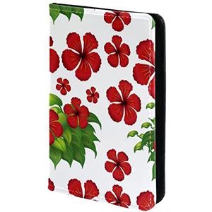 Paspoorthouder, paspoorthoes, paspoortportemonnee, reisbenodigdheden rode hibiscus bloemen groene bladeren, Meerkleurig, 11.5x16.5cm/4.5x6.5 in