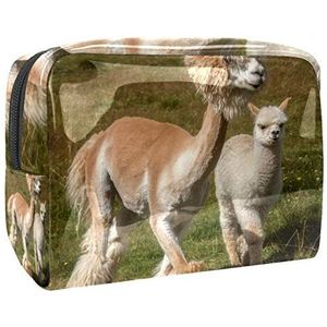 Make-uptas PVC toilettas met ritssluiting waterdichte cosmetische tas met dierlijk schattig alpaca voor vrouwen en meisjes