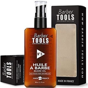 Baardolie, N°3, met 100% natuurlijke oliën, 80 ml, Made in France, bevordert de baardgroei, Ricain, 7 plantaardige en 3 etherische oliën, vitamine E, baardverzorging