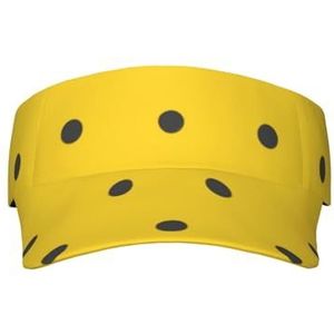 BEEOFICEPENG Zonnebrandcrème Vizier Cap, Sport Zonneklep Hoed Lege Top Zonnehoeden voor Strand Golf Tennis, Zwarte Polka Dots Gele Achtergrond, zoals afgebeeld, one size