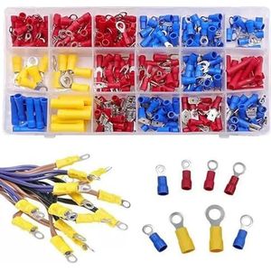 Aansluiting, vrouwelijke schop-connector, 300 stuks geïsoleerde elektrische draadkrimpconnector-klem, spade-buttring-vorkset