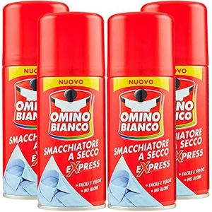 Omino Bianco - Speciaal product voor het verwijderen van hardnekkige vlekken, droge vlekkenspray, onmiddellijke werking, zonder strepen, 4 flessen x 125 ml