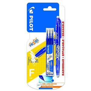 PILOT Frixion Uitwisbare Rollerball Pen Fine 0.5mm Tip- Blauw, Pen en 3 Vullingen
