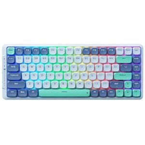 QPSJXN Compact RGB RGB RGB mechanisch toetsenbord met rugverlichting, hot-swapping, TRI-mode, 75% lay-out voor laptop- en pc-productiviteit (blauw)