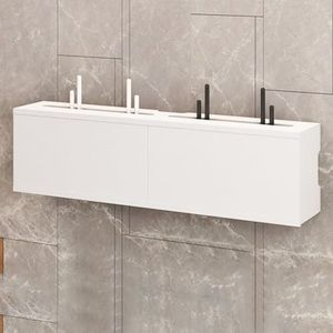 XCLOOZGL Modern Stijl Wifi Router Opbergdoos Verstopper Grote Capaciteit Projector Plank Wandmontage of Bureaublad Kabelmanagement Doos Houten Modem Organizer Stekkerdoos,A,100X11X21CM