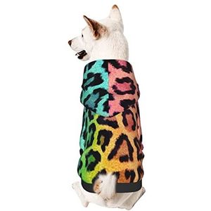 Hond hoodie, groene en rode luipaard huisdier capuchon kleding flexibele huisdier hoodie ademende hond jumpsuit voor kleine middelgrote huisdier hond kat XL
