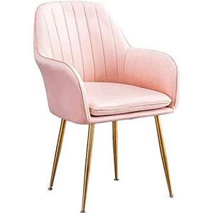 GEIRONV Moderne keuken eetkamerstoelen, for kantoor keuken slaapkamer stoelen met metalen poten fluwelen rugleuningen zitting woonkamer fauteuil Eetstoelen (Color : Pink, Size : 46x40x85cm)