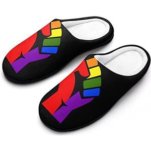 LGBT Pride Fist Katoenen Slippers Voor Vrouwen Warme Anti-Slip Rubber Zool Huisschoenen Voor Indoor Hotel 7-8 (39-40)