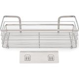 Intirilife zelfklevend doucheplankje in zilver - 35 x 14 x 13,5 cm - Badplankje, organiser voor shampoo, kruiden - Badhouder, shampoohouder Mandje met badaccessoires Kruidenrekje zonder boren