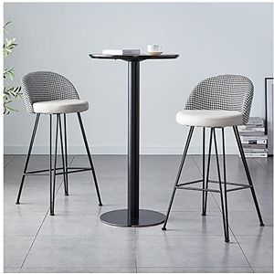 Luxe keukenbarkrukken set van 2 PU-lederen eetkamerstoelen, ontbijtbarstoelen met zwarte metalen poten, hoge krukken voor keukeneiland/thuisbar, zithoogte 65/75 cm (geen tafel)