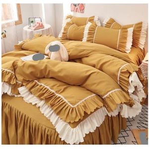 Beddengoed Set 4-delige Beddekbedset Dekbedovertrek Beddengoed Dekbed Beddengoed Met Kussenslopen Luxe Beddengoedset Dekbedovertrekset(Yellow,2m)