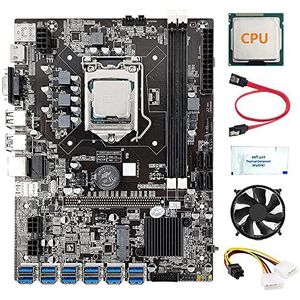 AMIUHOUN 12 GPU B75 Mijnbouw Moederbord+CPU+Ventilator+Thermisch Vet+Voeding+ 12X USB3.0 (PCIE) Slot LGA1155 DDR3 RAM SATA3.0