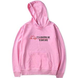 Nest Home Grey's Anatomy Sweatshirt met capuchon en lange mouwen voor dames en heren, roze-1, M
