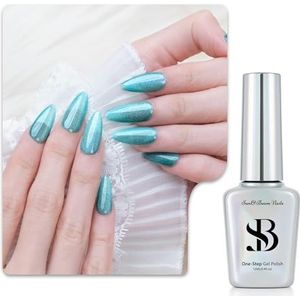 Sun&Beam Nails One-Step Gel Nagellak 3-in-1, magnetisch, 12 ml, zonder basis- en toplaag, UV-licht aanbevolen, gemakkelijk te verwijderen (#728 ijsblauw fonkelen)