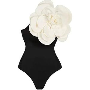 Grote bloem eendelig badpak vrouwen beach resort badpak met witte bloemen, L