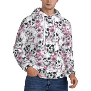 Jkkghll Bloemen Schedel Print Mannen Hooded Warme Lichtgewicht Trui Voor Winter Herfst En Lente Casual Wear, Zwart, XS