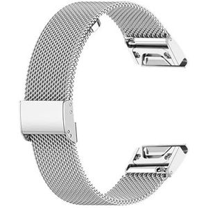 26 22 20 mm mesh horlogeband geschikt for Garmin Fenix ​​7x6 Pro 5S Plus 3 HR roestvrijstalen Milanese armbandband geschikt for Approach S60 S62 (Color : Silver, Size : 20mm Fenix 7S)