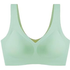 ARCEFT Naadloze draadloze bh, comfortabele dagelijkse bh voor dames, ademende push-up bh, grote maat bh met volledige dekking (Color : Green, Size : L)