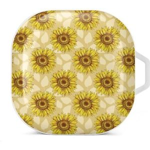 Zonnebloemen veld oordopjes hoesje compatibel met Samsung hard shell beschermhoes wit stijl