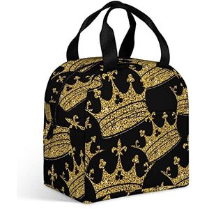 Gold Crown Lunchtas voor dames, met grote zak, geïsoleerde lunchbox voor mannen, reizen, picknick, werk, grappig