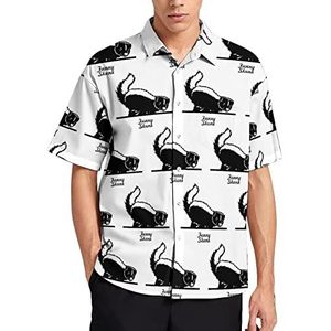 Grappig Skunk Hawaiiaans shirt voor heren, zomer, strand, casual, korte mouwen, button-down shirts met zak