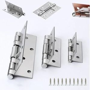 Deurveerscharnier, Veerbelaste zelfsluitende kastdeurscharnieren van roestvrij staal, 2/3/4 inch, verpakking van 6/10 stuks(3inch 70x48x1.2mm,10pcs)