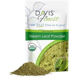 Davis Finest Neem Powder, Azadirachta Indica 250g, bevordert een gezonde hoofdhuid en huid, haargroei, roos, haaruitval, haaruitval, gespleten haarpunten, dunner wordend beschadigd haar