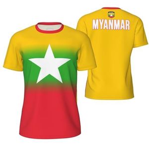 Sport Mesh T-Shirt Myanmar Vlag voor Running Bike Voetbal Tennis Voetbal Fitness Tees 3D Gedrukt, Meerkleurig, S