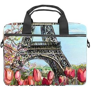 Roze Aquarel Luipaard Print Laptop Schouder Messenger Bag Crossbody Aktetas Messenger Sleeve voor 13 13.3 14.5 Inch Laptop Tablet Beschermen Tote Bag Case, Veelkleurig 10, 11x14.5x1.2in /28x36.8x3 cm