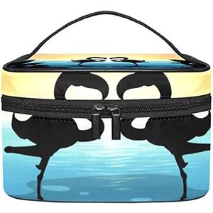 Flamingo make-up organizer tas, reismake-up tas organizer case draagbare cosmetische tas voor vrouwen en meisjes toiletartikelen, Meerkleurig, 22.5x15x13.8cm/8.9x5.9x5.4in