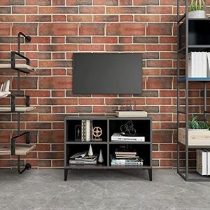 CBLDF Meubelsets-TV-kast met metalen poten hoogglans grijs 69,5x30x50 cm