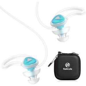 Naiicute Oordopjes voor zwemmen en volwassenen, gehoorbescherming voor douches, surfen en watersporten, oorbescherming tegen water, waterdicht, herbruikbare siliconen, blauw
