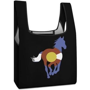 Colorado Wild Horses herbruikbare boodschappentassen opvouwbare boodschappentassen grote opvouwbare draagtas met lange handgrepen