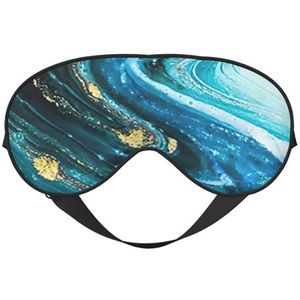 Turquoise Blauw Goud Marmer Print Veelzijdige Oogmasker Volledige Dekking Slaap Aid Lichtgewicht Ademend Reizen Camping