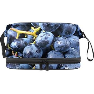 Grote capaciteit reizen cosmetische tas,Druif Fruit Paars,Make-up tas,Waterdichte make-up tas Organizer, Meerkleurig, 27x15x14 cm/10.6x5.9x5.5 in