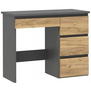 Meblowa1, Computerbureau Beta 3, Kinderbureau met 4 lades, Bureau voor ÉÉN kind, Groot bureaublad, Antraciet – Craft-eiken Mat, Gelamineerd paneel, 94x75x43 cm, 30 kg