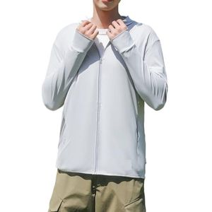 SynapSYA Zomer UPF 50+UV Zon Bescherming Huid Jassen Mannen Ultralichte Sportkleding Hooded Uitloper Mannen Windjack Casual Jassen Zon Bescherming Jas, Grijs, L