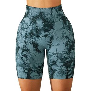 Yogashorts voor Dames, Yogashorts voor Dames Vochtafvoerend Tie Dye Soft Hip Lifting (M)