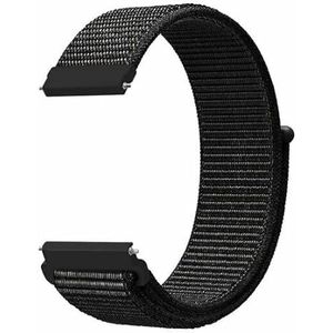 By Qubix - Compatible met Garmin Forerunner 55/245 / 645 - Sport Loop nylon bandje - Zwart gemêleerd - Compatible Garmin bandje - Bandbreedte: 20mm