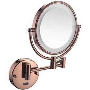 GVSIIOHRR Badkamer make-up muur gemonteerde spiegel 3x vergrootglas voor hotel ijdelheid gezondheid twee draaibare oppervlak verborgen installatie (kleur: roségoud)