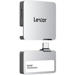 Lexar Professional Go Draagbare SSD met HUB 2TB, Ultra-Compact, Ondersteunt Apple ProRes, tot 1050MB/s lezen en 1000MB/s schrijven, USB 3.2 Gen 2, IP65 stof- en waterbestendig, voor iPhone 15/16,