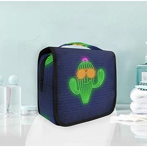 Opknoping opvouwbare toilettas Groen Licht Cactussen Cactus Make-up Reizen Organizer Tassen Case voor Vrouwen Meisjes Badkamer