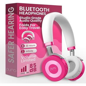 Puro Sound Labs JuniorJam Plus volumebeperkende hoofdtelefoon voor kinderen, veiliger audio om het gehoor te beschermen - Verstelbare Bluetooth-hoofdtelefoon voor tablets, smartphones, pc's - 22 uur