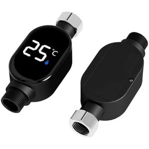 Douchetemperatuurmeter, Zwarte Badkamer LED-display 0℃~99℃ Thuiswaterdouchethermometer Nauwkeurige Temperatuurmeting Slimme Meter Voor thuis en in bad(One-half interface)