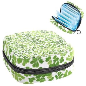 Opbergtas voor maandverband, Happy St Patricks Day Shamrocks draagbare menstruatiematas, inlegkruisjes, tampons, maandverband, opberghouder voor vrouwen, school, kantoor
