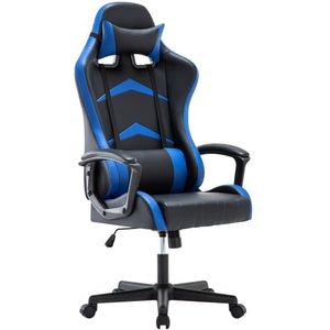 IntimaTe WM Heart Gaming stoel, bureaustoel met verstelbare hoofdsteun en lumbaalkussen, Ergonomische bureaustoel, Racing stoel met hoge rugleuning Blauw, 52D x 49B x 130H cm
