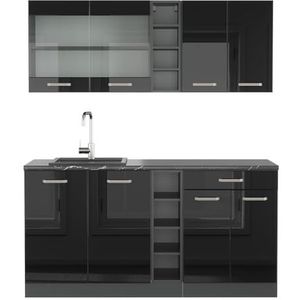 Vicco Kitchenette R-Line Solid antraciet zwart 160 cm moderne keukenkasten keukenmeubel