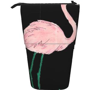 SSIMOO Zwart-wit Big Dot Uitschuifbare Opslag Organizer,Verticale Verstelbare Briefpapier Case, Ritssluiting Kantoorbenodigdheden, Handgeschilderde Flamingo Bird, Eén maat, Koffer