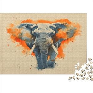 Elephant Puzzel 1000 stukjes voor volwassenen, houten puzzel, 1000 stukjes voor volwassenen, puzzelspel, decoratie, puzzel, 75 x 50 cm
