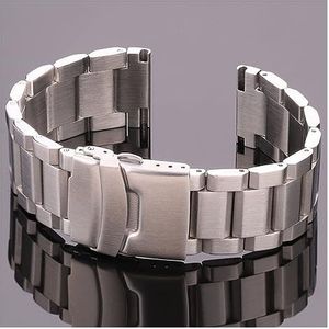 EDVENA Roestvrij Stalen Horloge Band Strap Vrouwen Mannen Metalen Horlogeband Link Armband 18Mm 20Mm 22Mm 24Mm Accessoires Zilver Rose Goud Zwart (Color : Silver, Size : 24mm)